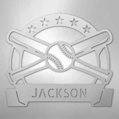 My Easy Monogram Steel Sign White / 12" Play Ball Monogram - Metal Sign