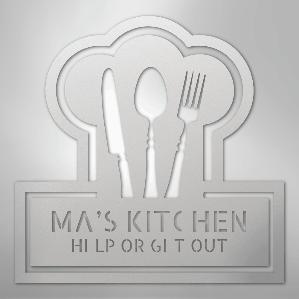My Easy Monogram Steel Sign White / 12" Ruler Of The Kitchen Monogram - Steel Sign