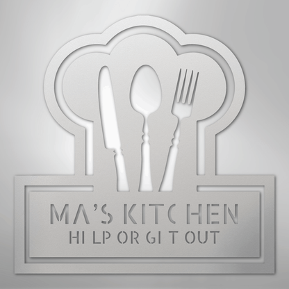 My Easy Monogram Steel Sign White / 12" Ruler Of The Kitchen Monogram - Steel Sign