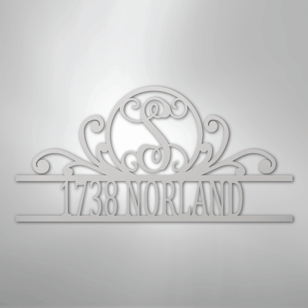 My Easy Monogram Steel Sign White / 12" Scroll Family Name Monogram - Steel Sign