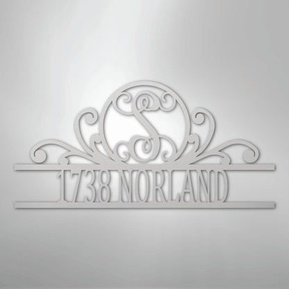 My Easy Monogram Steel Sign White / 12" Scroll Family Name Monogram - Steel Sign