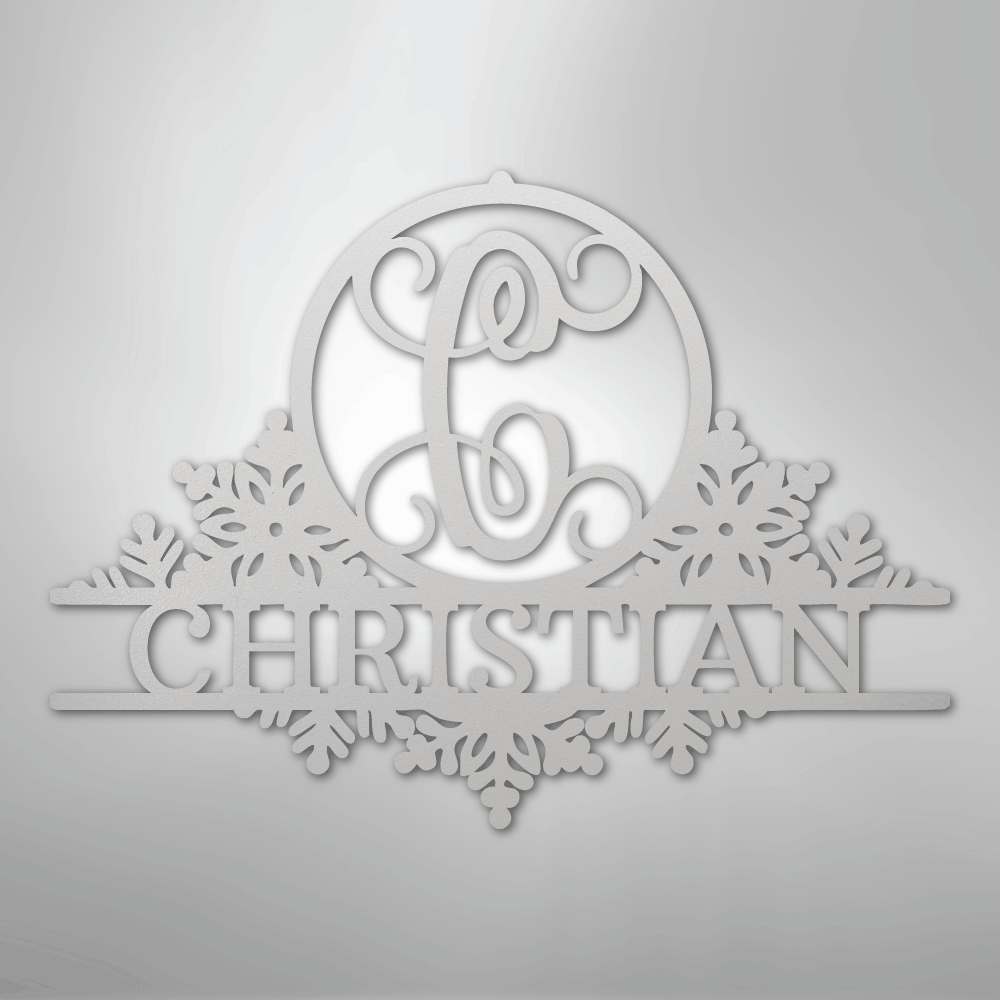 My Easy Monogram Steel Sign White / 12" Snowfall Initial Monogram - Steel Sign