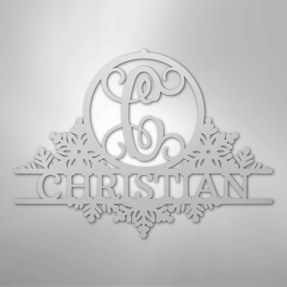 My Easy Monogram Steel Sign White / 12" Snowfall Initial Monogram - Steel Sign