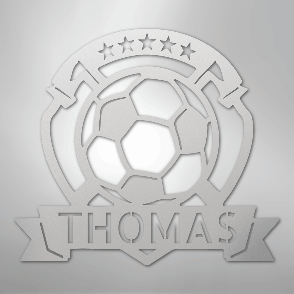 My Easy Monogram Steel Sign White / 12" Soccer Plaque Monogram - Steel Sign