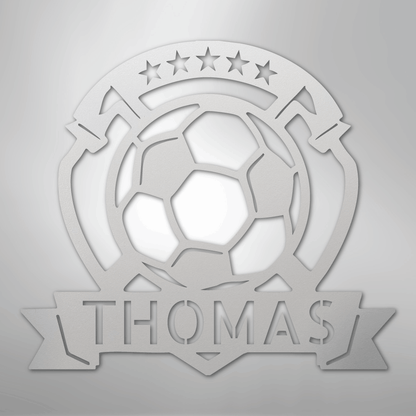 My Easy Monogram Steel Sign White / 12" Soccer Plaque Monogram - Steel Sign