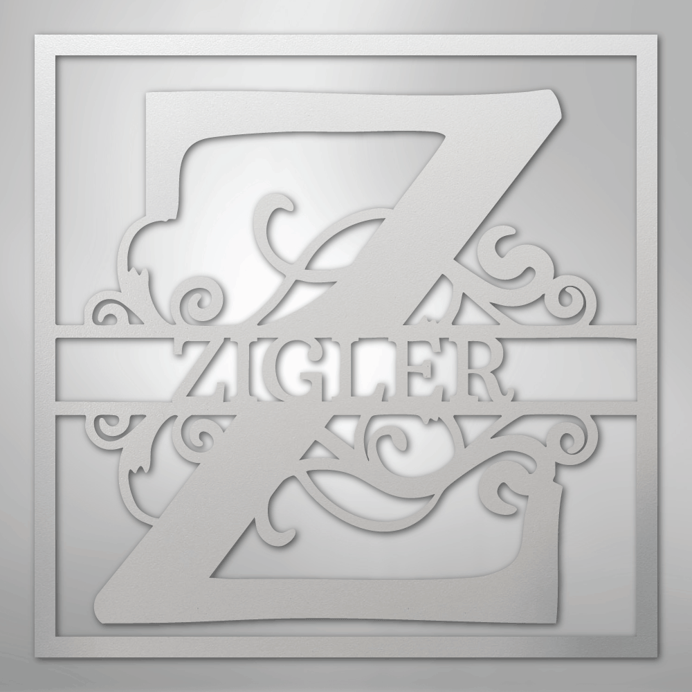 My Easy Monogram Steel Sign White / 12" Split Square Monogram - Steel Sign