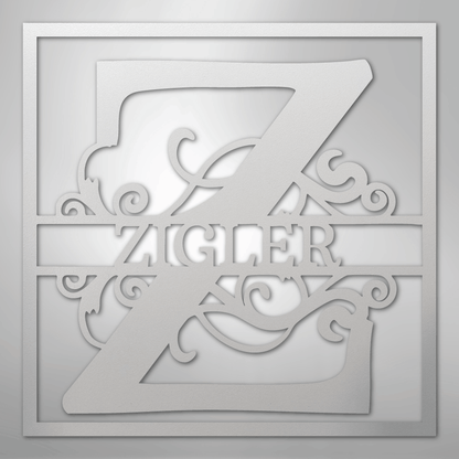 My Easy Monogram Steel Sign White / 12" Split Square Monogram - Steel Sign