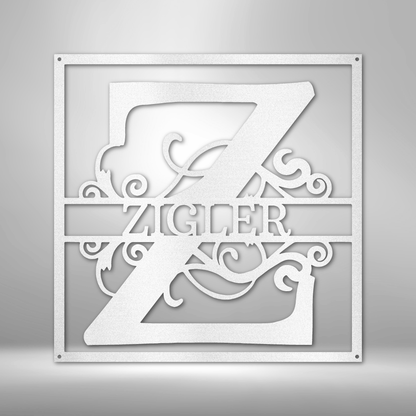 My Easy Monogram Steel Sign White / 12" Split Square Monogram - Steel Sign