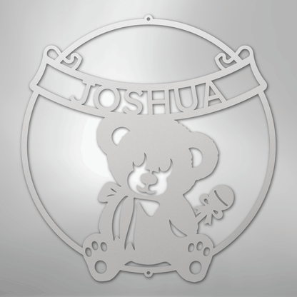 My Easy Monogram Steel Sign White / 12" Teddy Banner Monogram - Steel Sign