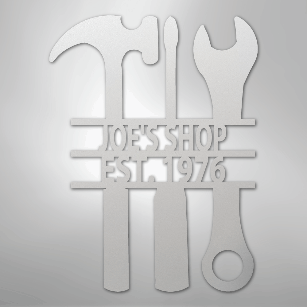 My Easy Monogram Steel Sign White / 12" The Garage - Steel Sign
