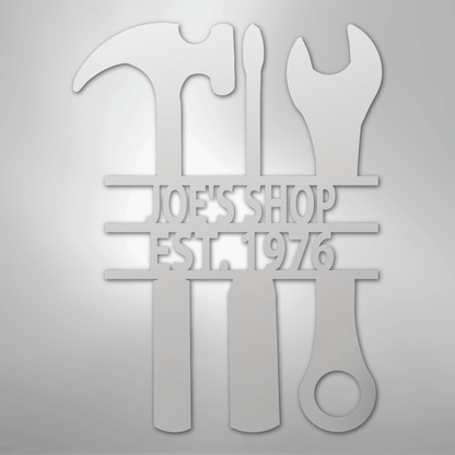 My Easy Monogram Steel Sign White / 12" The Garage - Steel Sign