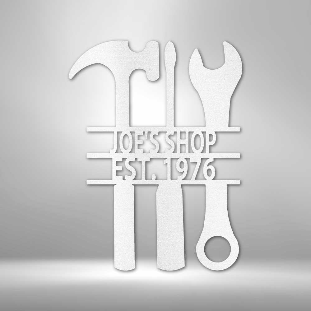 My Easy Monogram Steel Sign White / 12" The Garage - Steel Sign