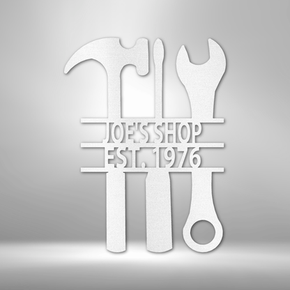 My Easy Monogram Steel Sign White / 12" The Garage - Steel Sign