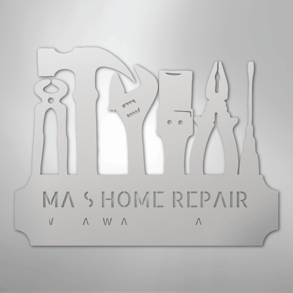 My Easy Monogram Steel Sign White / 12" Tool Time Monogram - Steel Sign
