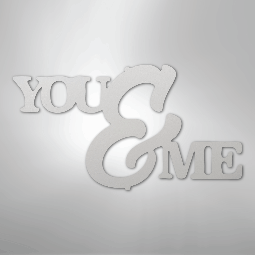My Easy Monogram Steel Sign White / 12" You and Me Script - Steel Sign
