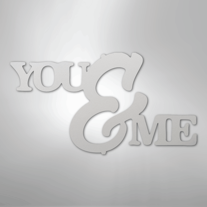 My Easy Monogram Steel Sign White / 12" You and Me Script - Steel Sign