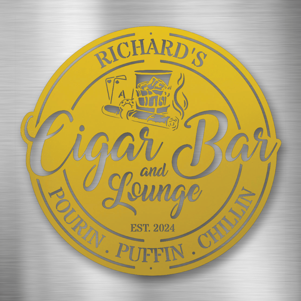 My Easy Monogram Steel Sign Yellow / 12 Cigar Bar and Lounge - Steel Sign