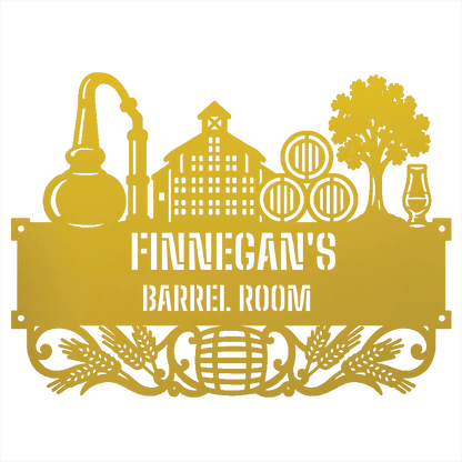 My Easy Monogram Steel Sign Yellow / 12 Personalized Distillery Barrel Room Metal Wall Art