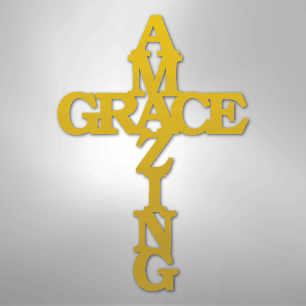 My Easy Monogram Steel Sign Yellow / 24" Amazing Grace Cross - Steel Sign