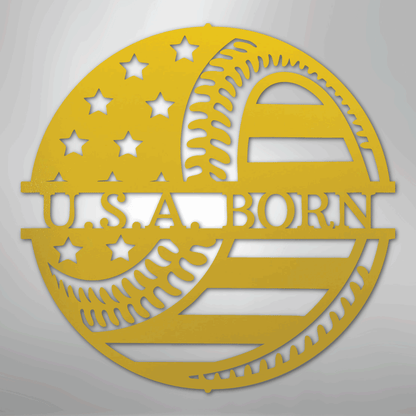 My Easy Monogram Steel Sign Yellow / 24" America\'s Pastime - Metal Sign