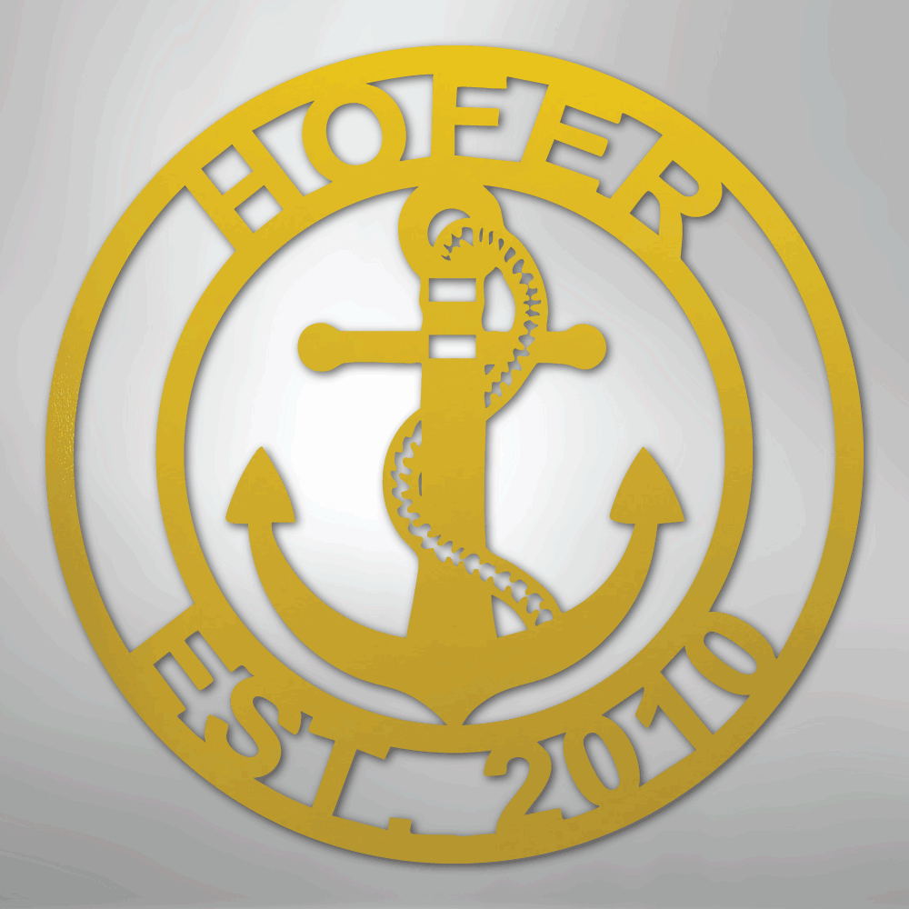 My Easy Monogram Steel Sign Yellow / 24" Anchor Family Name - Steel Sign