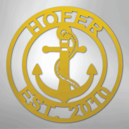 My Easy Monogram Steel Sign Yellow / 24" Anchor Family Name - Steel Sign