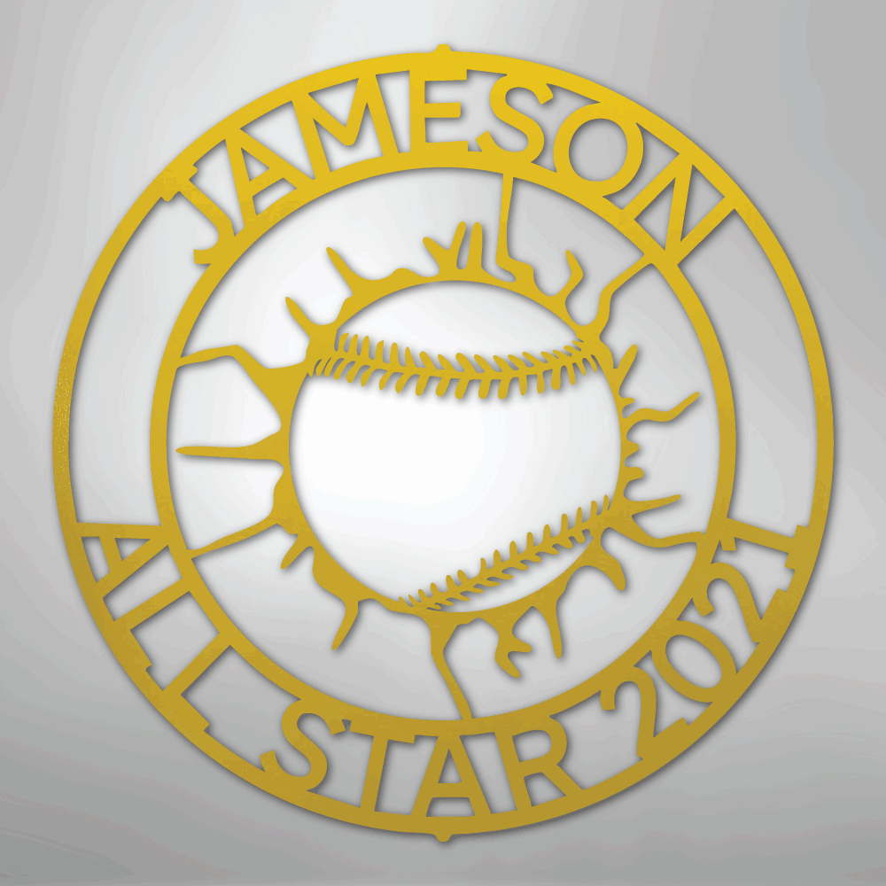 My Easy Monogram Steel Sign Yellow / 24" Ball Wall Monogram