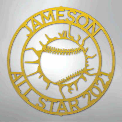 My Easy Monogram Steel Sign Yellow / 24" Ball Wall Monogram