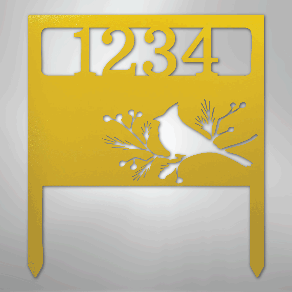 My Easy Monogram Steel Sign Yellow / 24" Bird Yard Address Stake - Steel Sign