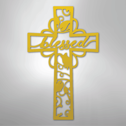 My Easy Monogram Steel Sign Yellow / 24" Blessed Cross - Steel Sign