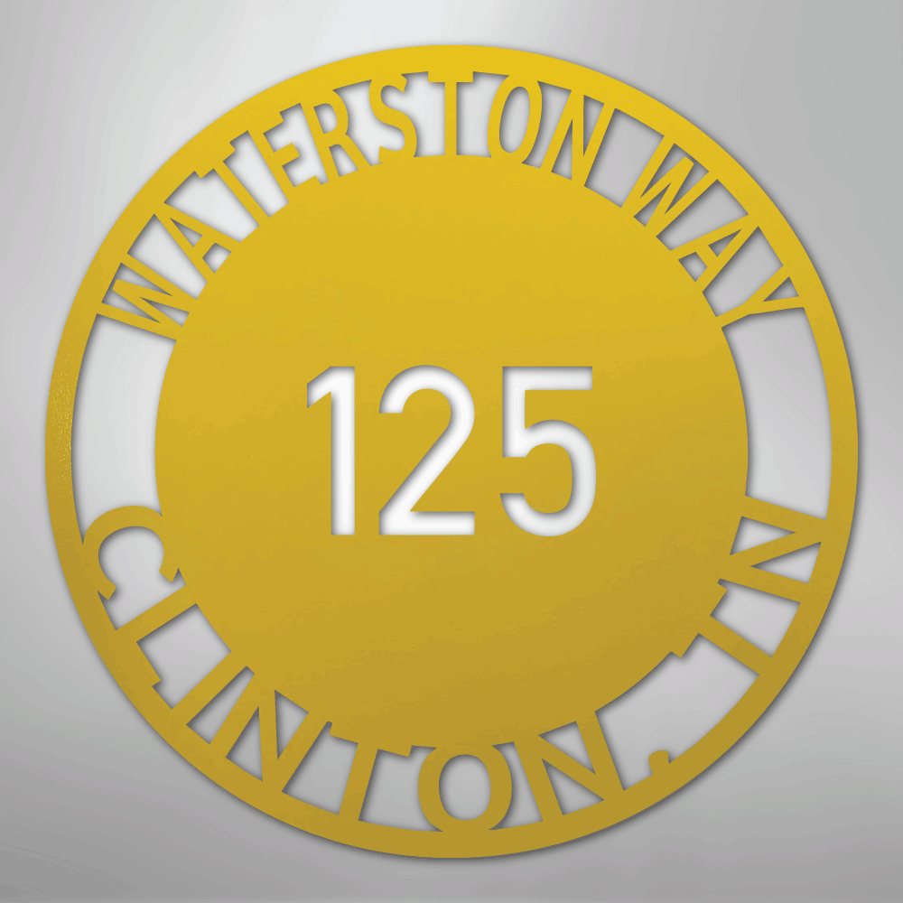 My Easy Monogram Steel Sign Yellow / 24" Bold Circle Address - Steel Sign