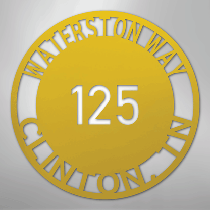 My Easy Monogram Steel Sign Yellow / 24" Bold Circle Address - Steel Sign