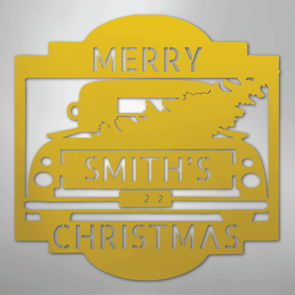 My Easy Monogram Steel Sign Yellow / 24" Christmas Truck Monogram - Steel Sign