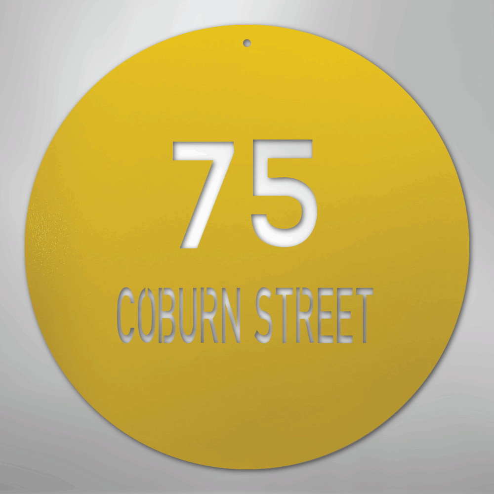 My Easy Monogram Steel Sign Yellow / 24" Circle Address - Steel Sign