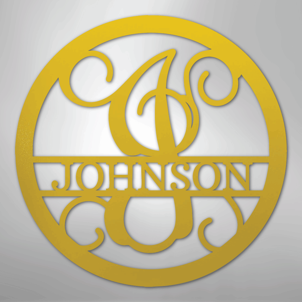 My Easy Monogram Steel Sign Yellow / 24" Circle Vine Monogram - Steel Sign