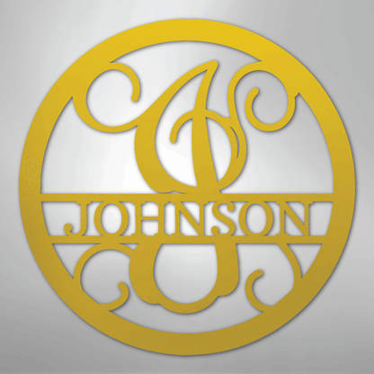 My Easy Monogram Steel Sign Yellow / 24" Circle Vine Monogram - Steel Sign