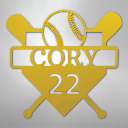 My Easy Monogram Steel Sign Yellow / 24" Custom Baseball Monogram - Metal Sign