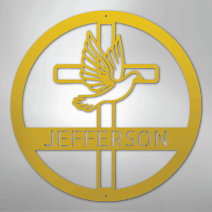 My Easy Monogram Steel Sign Yellow / 24" Dove and Cross Monogram - Steel Sign