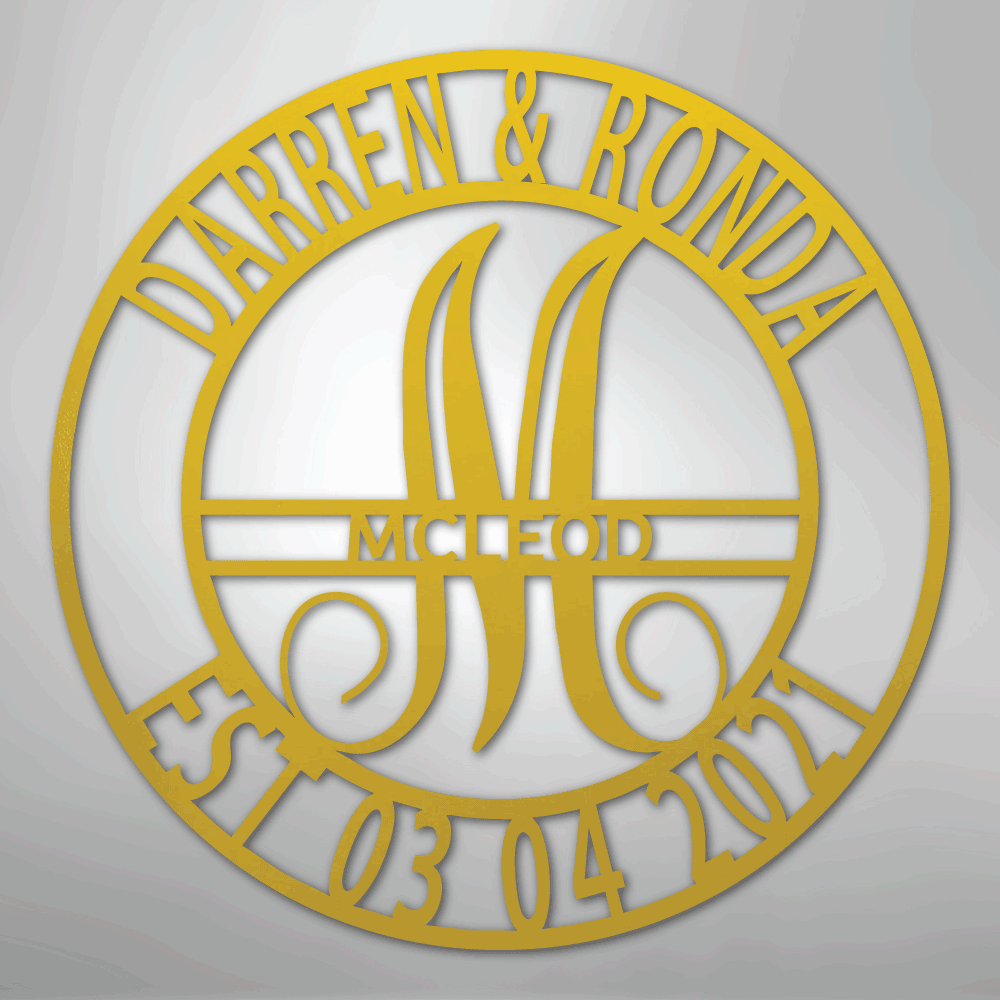 My Easy Monogram Steel Sign Yellow / 24" Elaborate Name - Steel Sign