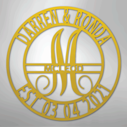 My Easy Monogram Steel Sign Yellow / 24" Elaborate Name - Steel Sign
