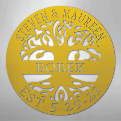My Easy Monogram Steel Sign Yellow / 24" Elaborate Tree Of Life - Steel Sign