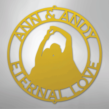 My Easy Monogram Steel Sign Yellow / 24" Eternal Love Couple Silhouette Monogram - Steel Sign