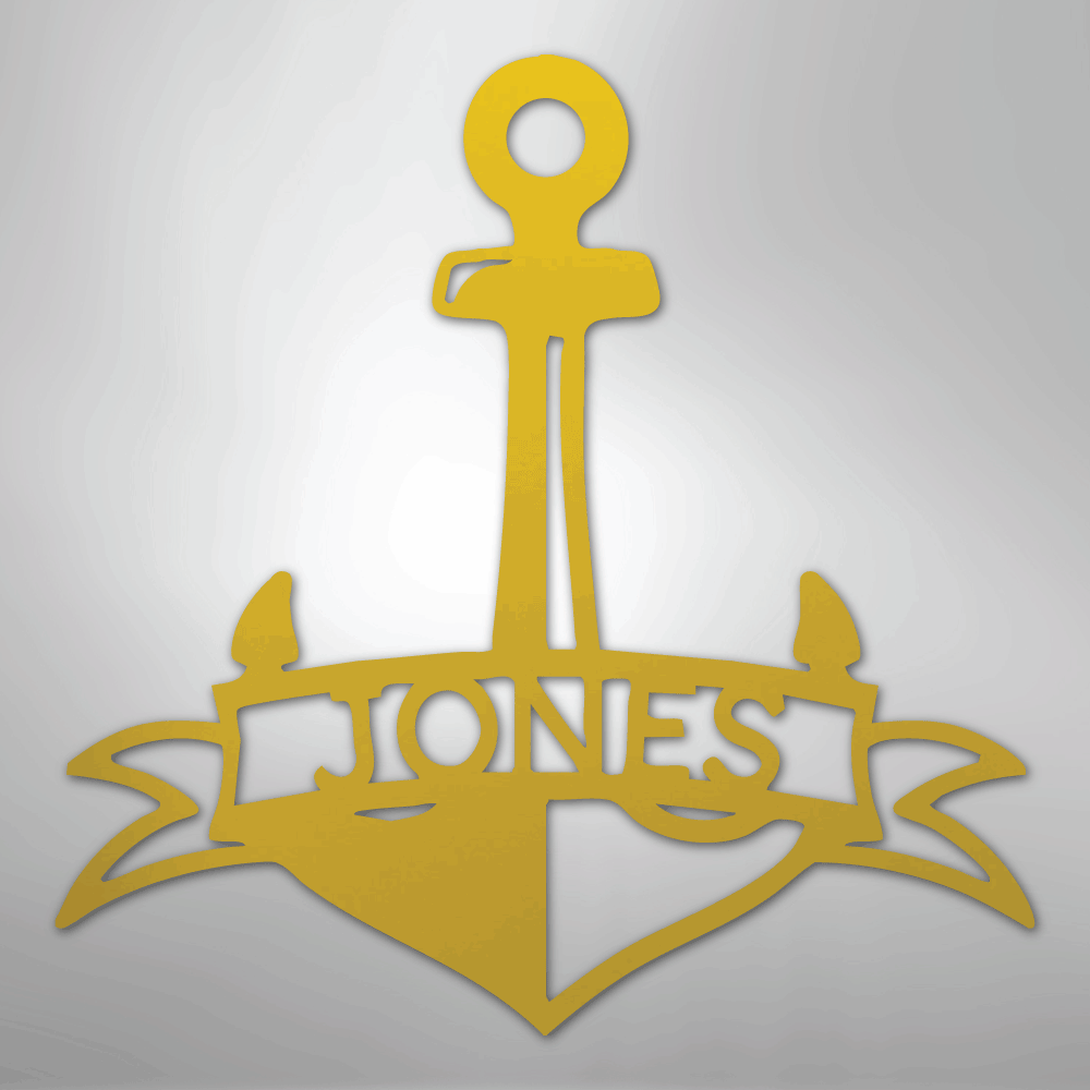 My Easy Monogram Steel Sign Yellow / 24" Fancy Anchor Banner - Steel Sign
