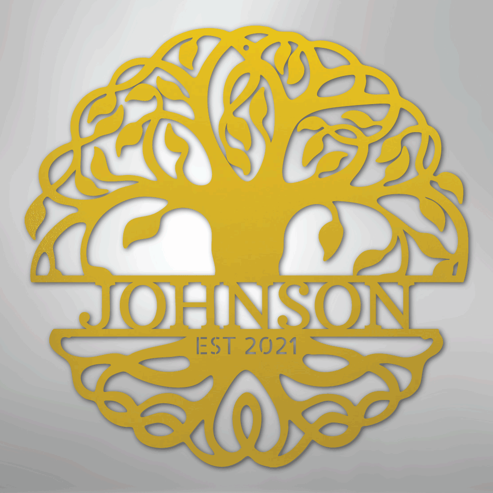My Easy Monogram Steel Sign Yellow / 24" Fancy Tree of Life Monogram - Steel Sign