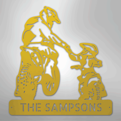 My Easy Monogram Steel Sign Yellow / 24" Father and Son Motorcross Monogram - Steel Sign