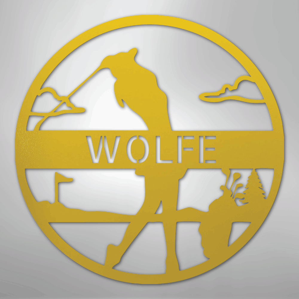 My Easy Monogram Steel Sign Yellow / 24" Female Golfer Monogram - Steel Sign