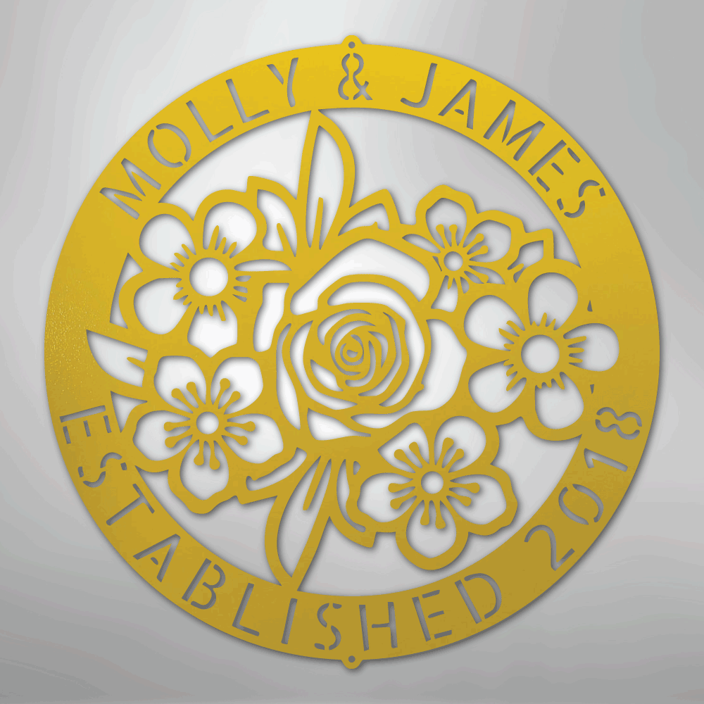 My Easy Monogram Steel Sign Yellow / 24" Floral Ring Monogram - Steel Sign