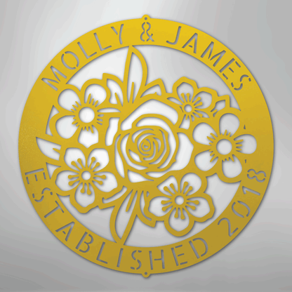 My Easy Monogram Steel Sign Yellow / 24" Floral Ring Monogram - Steel Sign