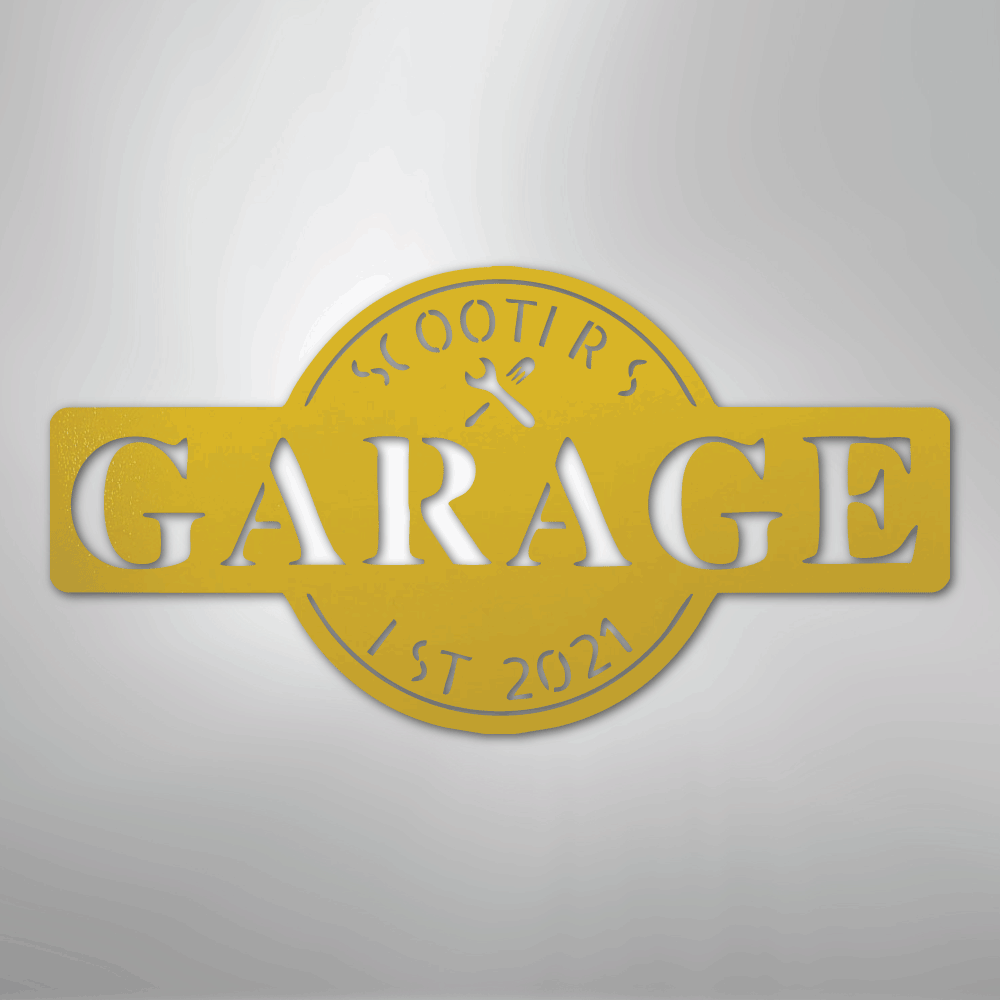 My Easy Monogram Steel Sign Yellow / 24" Garage Monogram - Metal Sign