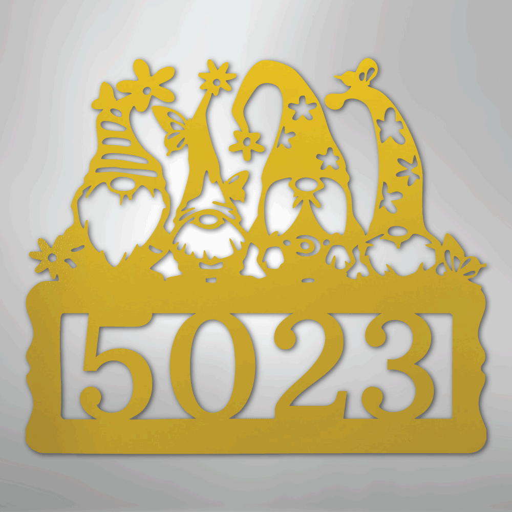 My Easy Monogram Steel Sign Yellow / 24" Gnome Address Sign - Steel Sign